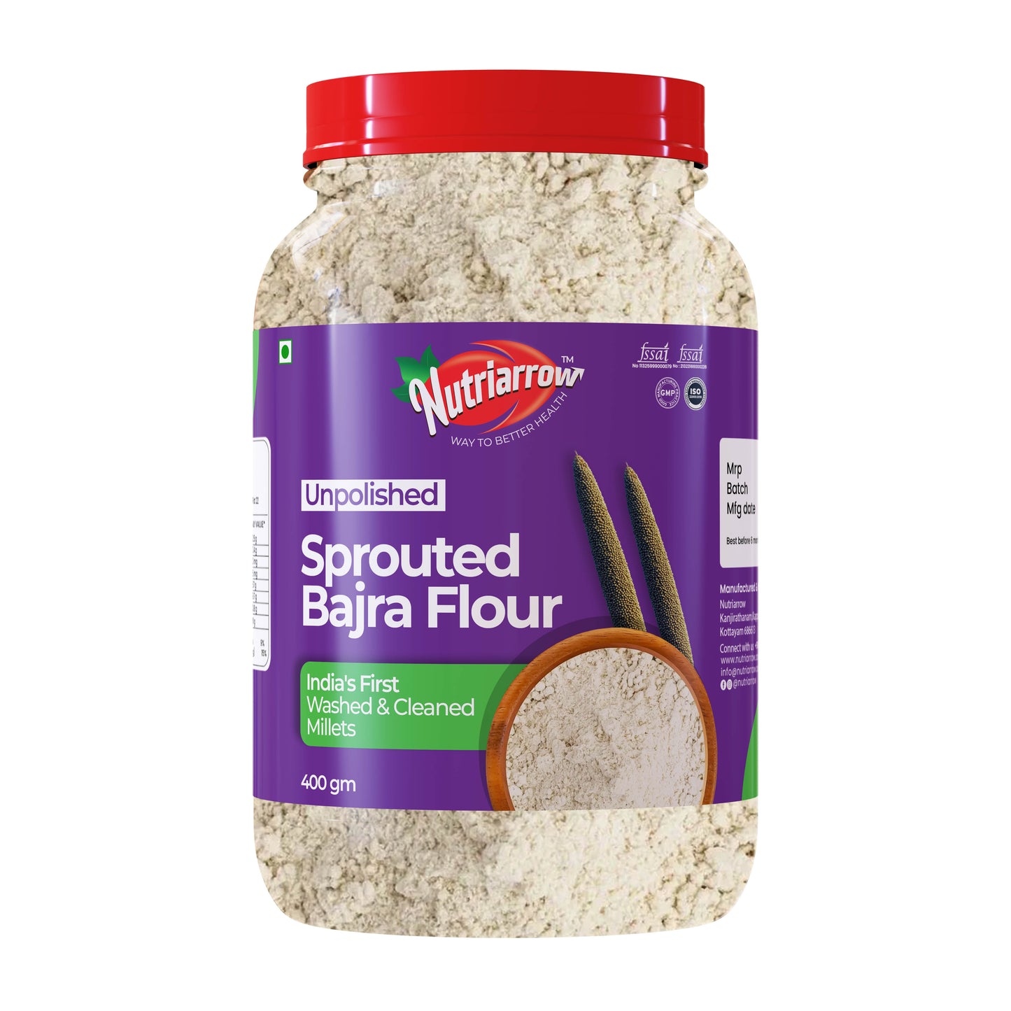 Sprouted Bajra Flour - Unpolished Washed & Cleaned Premium Quality