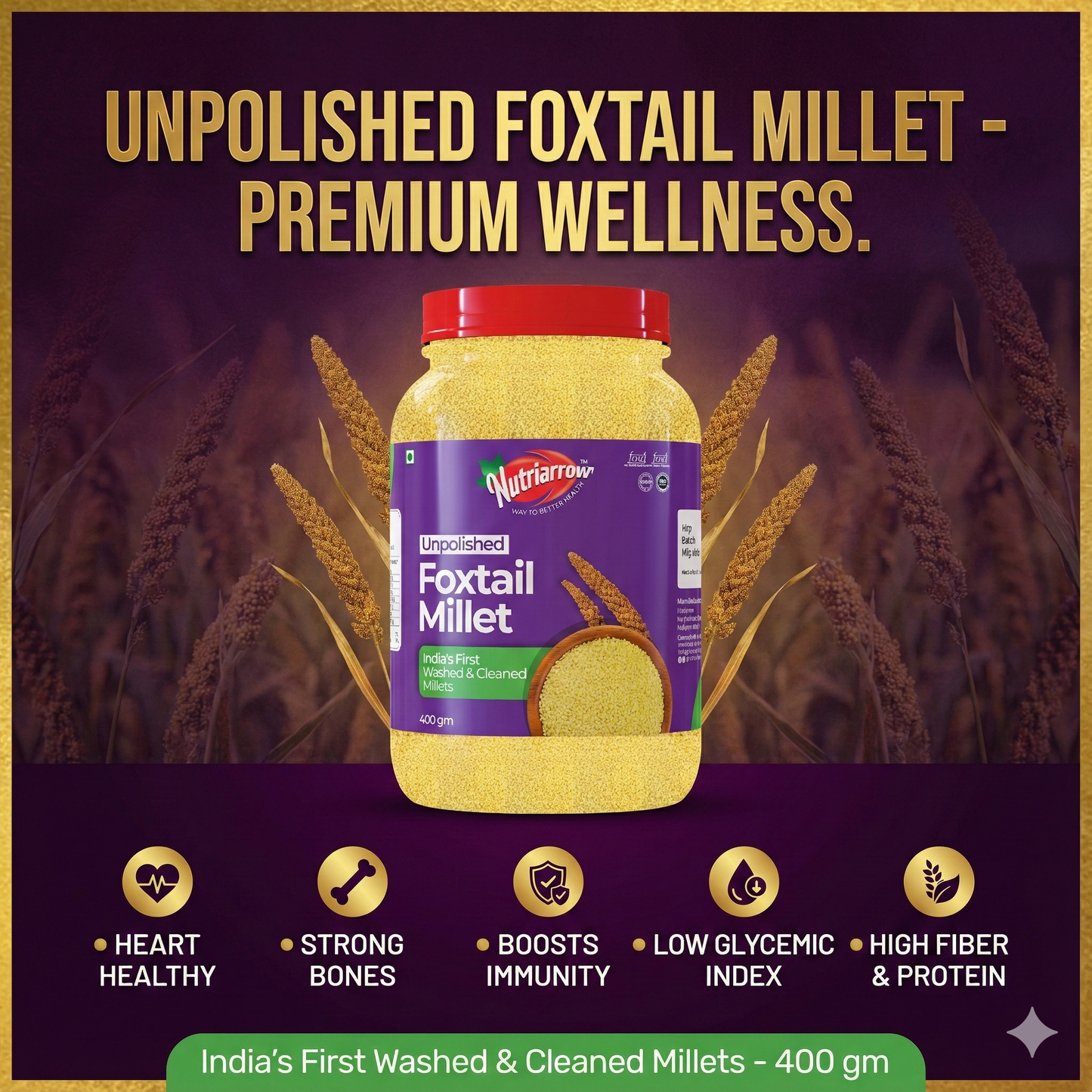 Unpolished Organic Foxtail & Little Millet-800g (400g each)