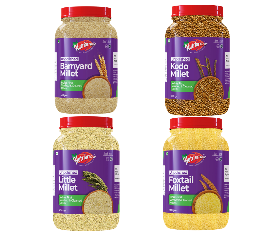 Unpolished Millet Combo 1.6Kg / Foxtail Millet / Little Millet / Kodo ...
