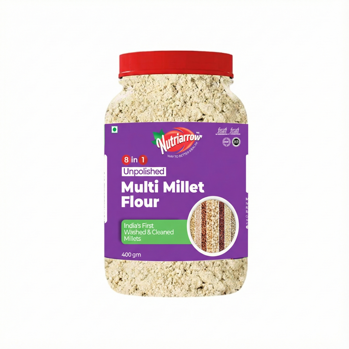 Multi Millet Flour | 8 Millet Flour Blend | Foxtail, Little, Barnyard, Proso, Kodo Millet with Sprouted Ragi, Sprouted Jowar & Sprouted Pearl Millet | Unpolished Millet Powder