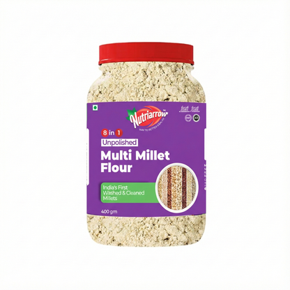 Multi Millet Flour | 8 Millet Flour Blend | Foxtail, Little, Barnyard, Proso, Kodo Millet with Sprouted Ragi, Sprouted Jowar & Sprouted Pearl Millet | Unpolished Millet Powder