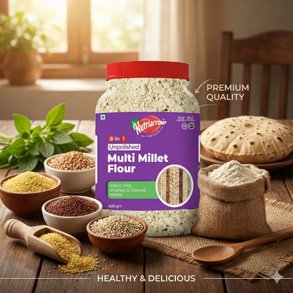Multi Millet Flour | 8 Millet Flour Blend | Foxtail, Little, Barnyard, Proso, Kodo Millet with Sprouted Ragi, Sprouted Jowar & Sprouted Pearl Millet | Unpolished Millet Powder