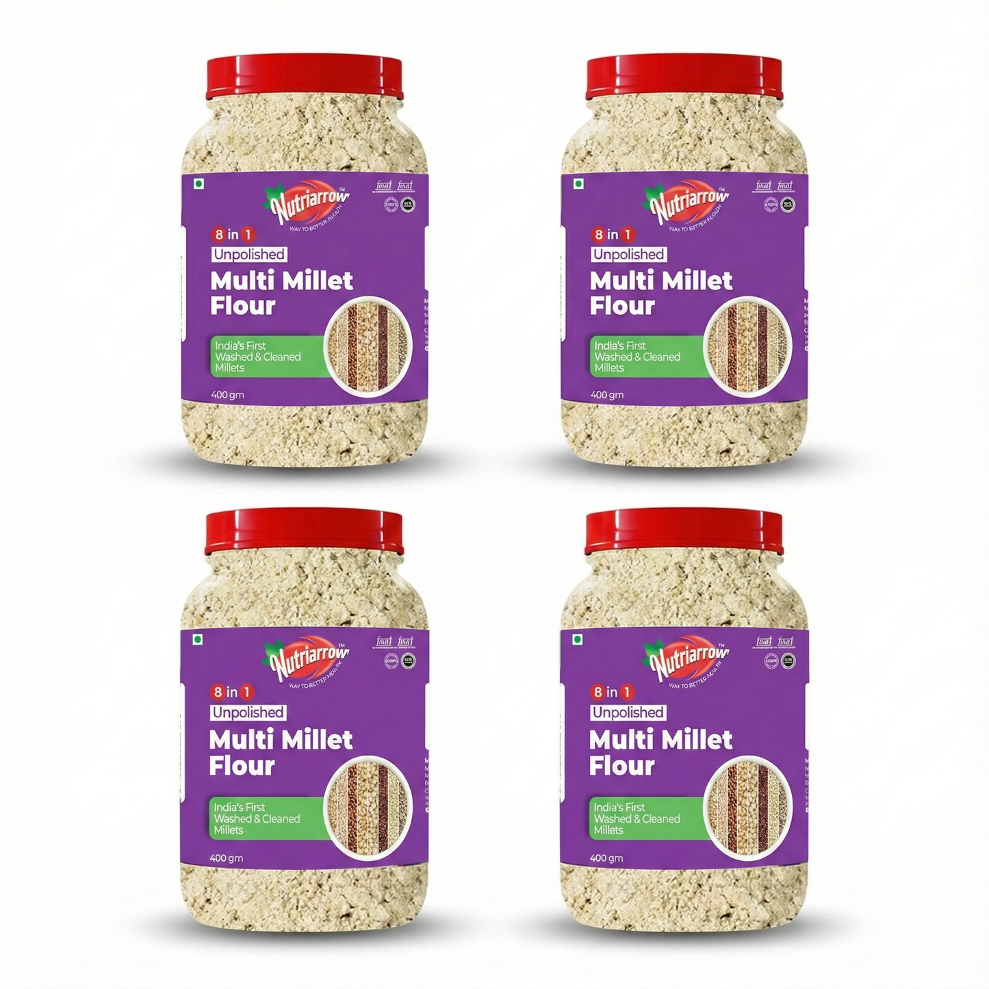 Multi Millet Flour | 8 Millet Flour Blend | Foxtail, Little, Barnyard, Proso, Kodo Millet with Sprouted Ragi, Sprouted Jowar & Sprouted Pearl Millet | Unpolished Millet Powder