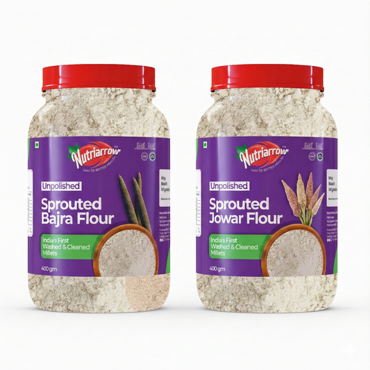 Unpolised Organic Sprouted Jowar Flour & Sprouted Bajra Flour - 800g (400g each)