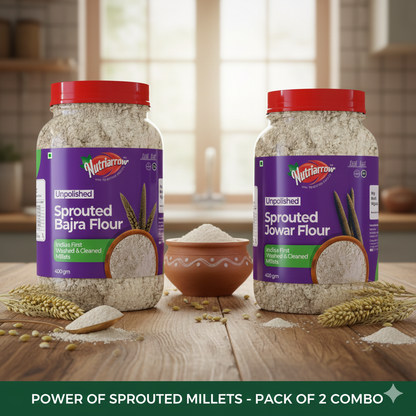 Unpolised Organic Sprouted Jowar Flour & Sprouted Bajra Flour - 800g (400g each)