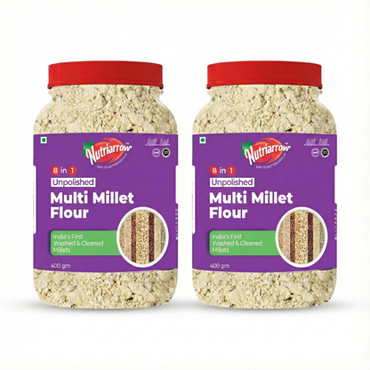 Multi Millet Flour | 8 Millet Flour Blend | Foxtail, Little, Barnyard, Proso, Kodo Millet with Sprouted Ragi, Sprouted Jowar & Sprouted Pearl Millet | Unpolished Millet Powder